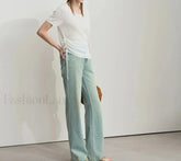 Denim Wide Leg Pants T Shirt White / S