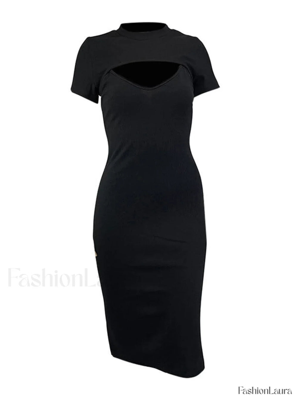 Detachable Rib Slit Midi Dress Midi Dresses