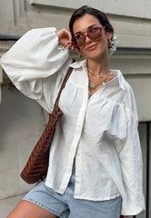 White Lantern Sleeve Blouse