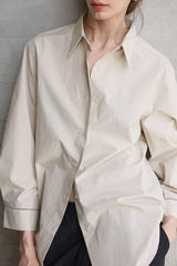 Long Sleeve Cotton Lapel Collar Blouse