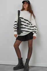 Minimalist Loose Color Block Striped Knit Sweater