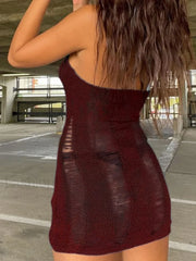 Distressed Halter Knit Mini Dress Mini Dresses