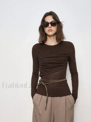 Double Layers Solid Trendy Long Sleeve Top T Shirts