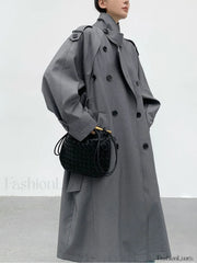 Double Pockets Graceful Longline Trench Coat Trench Coats