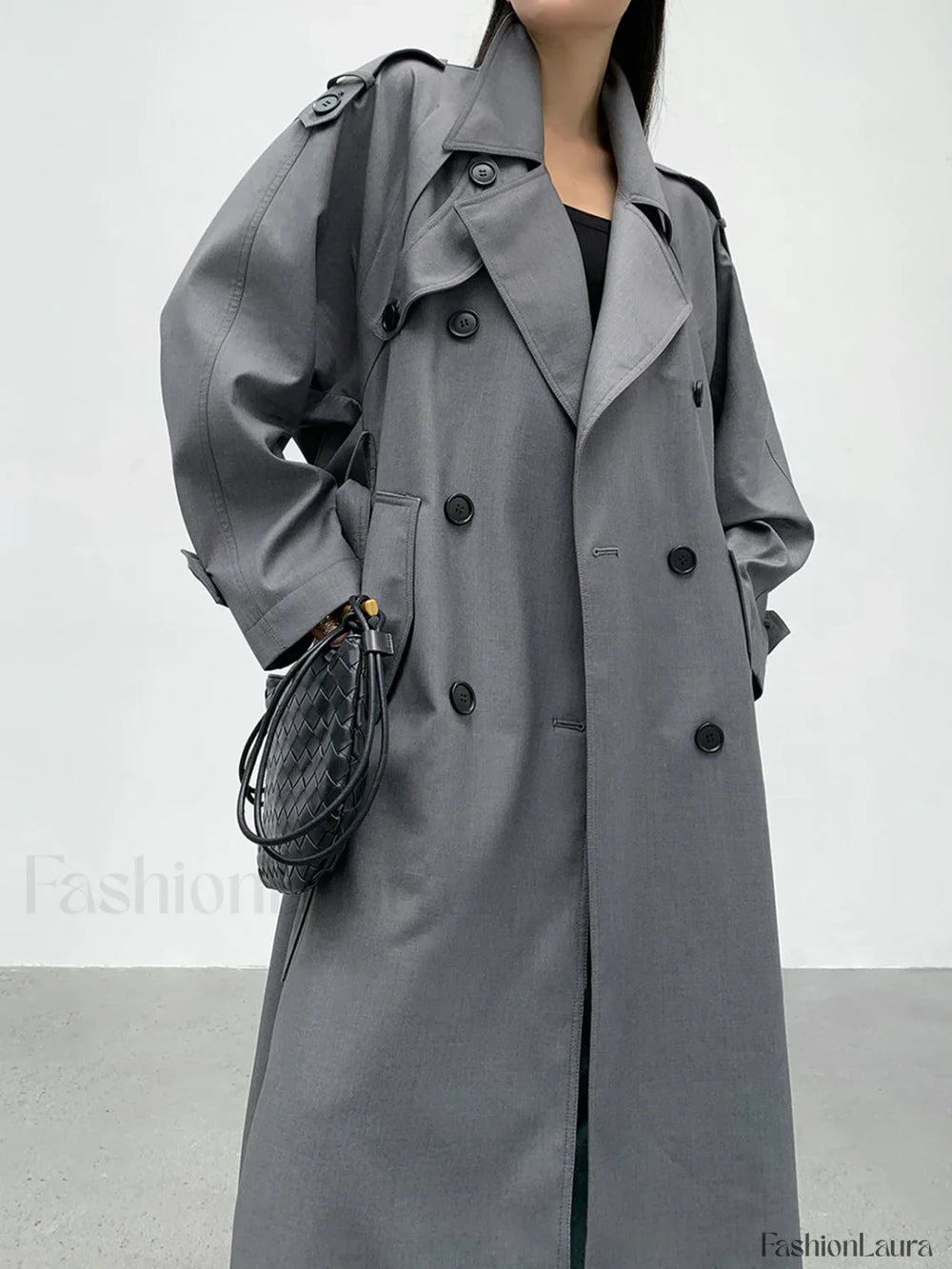 Double Pockets Graceful Longline Trench Coat Trench Coats