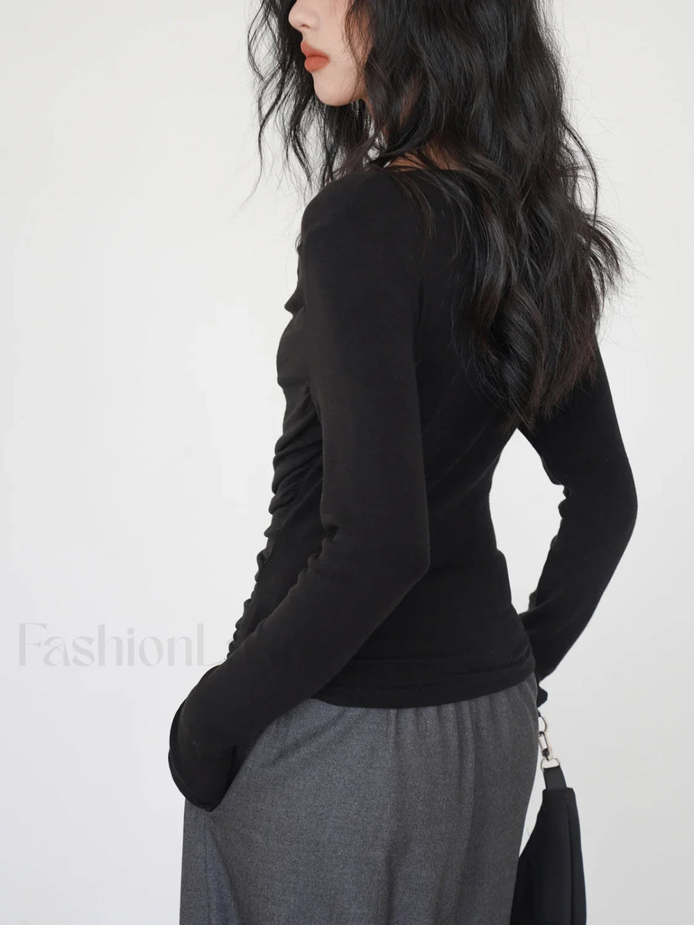 Draped Long Graceful Sleeve Slinky Shirt T Shirts