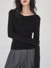 Draped Long Graceful Sleeve Slinky Shirt T Shirts
