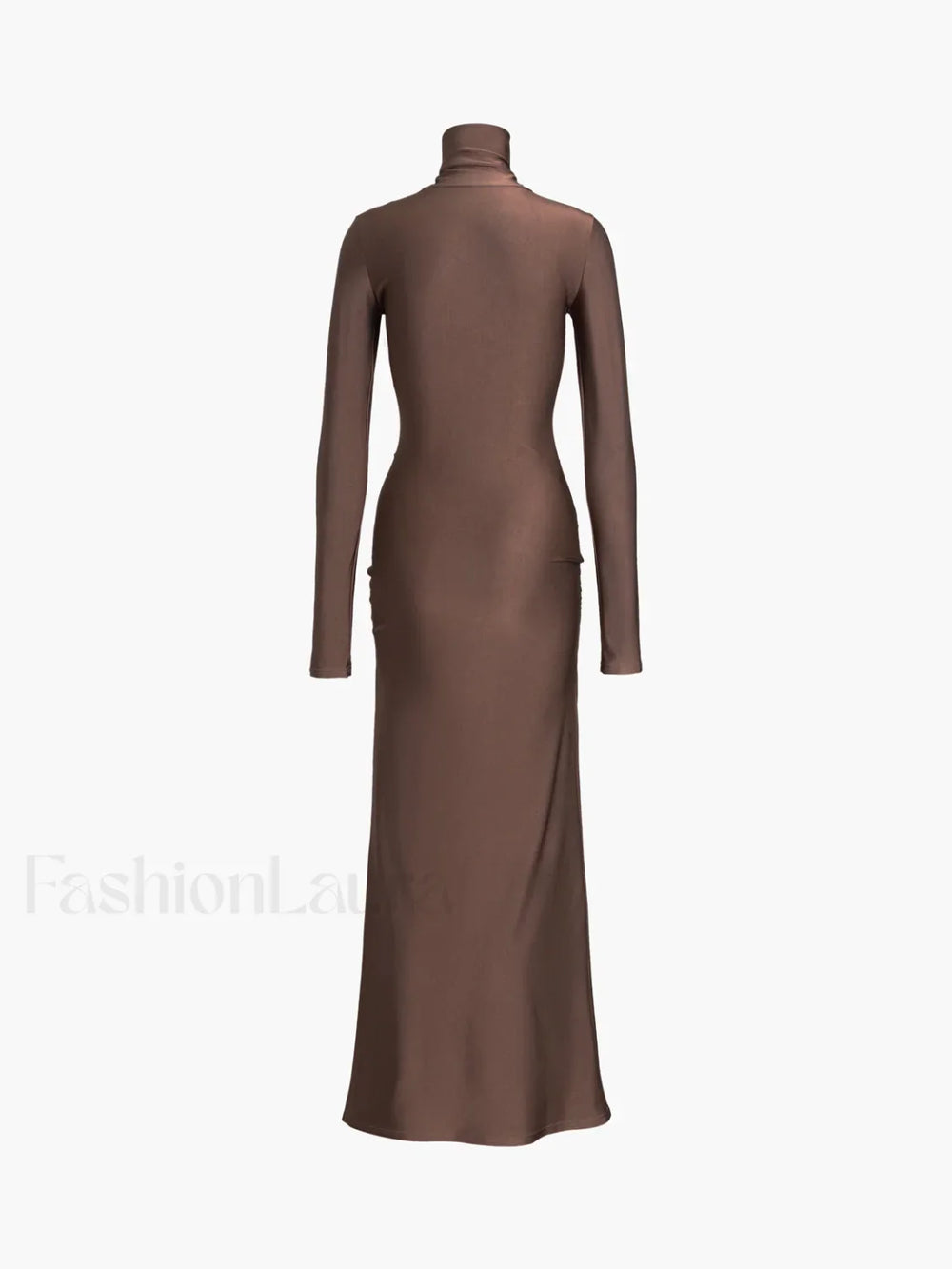 Draped Turtleneck Low Trendy Waist Twist Long Dress Dresses