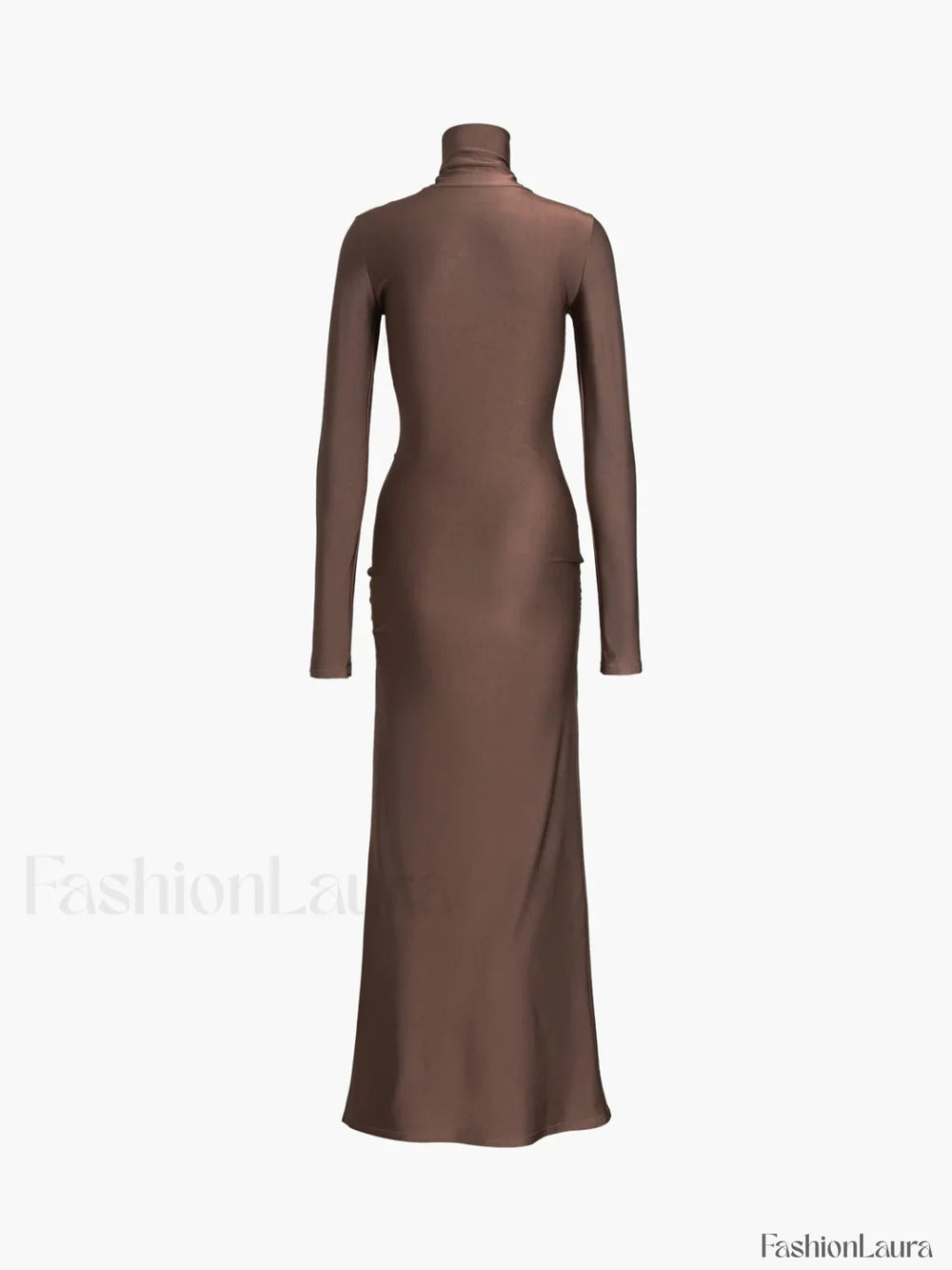 Draped Turtleneck Low Trendy Waist Twist Long Dress Dresses