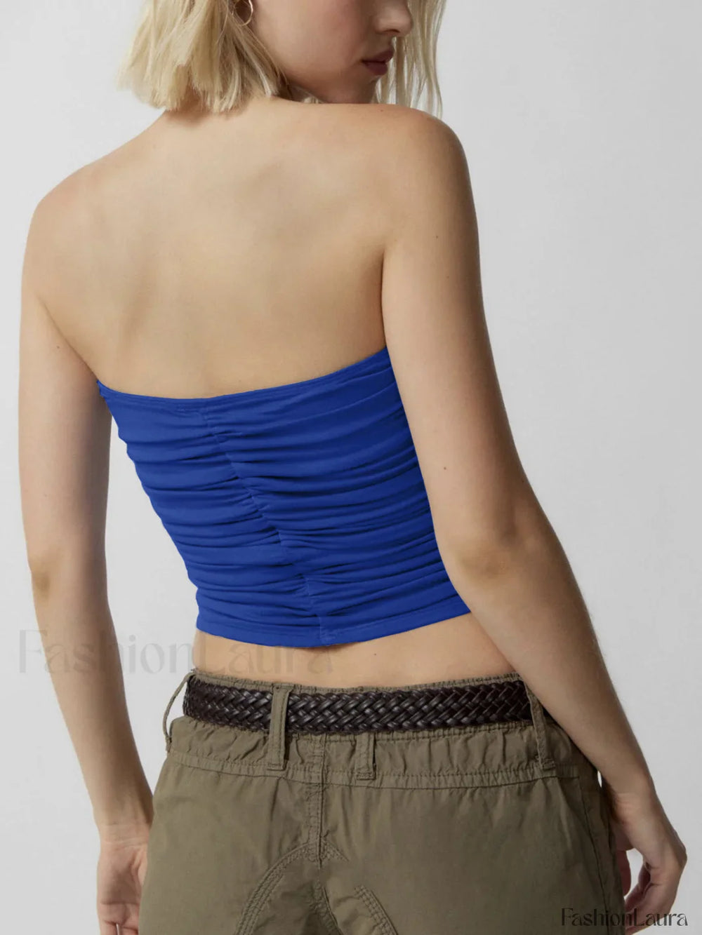 Drawstring Ruched Graceful Crop Tube Top Tank Tops & Camis