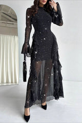 Elegant Ruffled Mermaid Maxi Dress