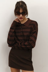 Vintage Striped Knit Polo Sweater