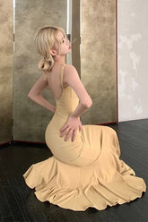 Sexy Spaghetti Strap Backless Formal Dress