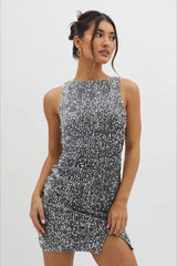 Backless Sleeveless Sequin Mini Dress