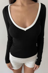 Slim Fit V-Neck Knit Top