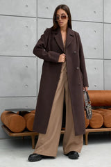 Double Breasted V-Neck Casual Wool Overcoat