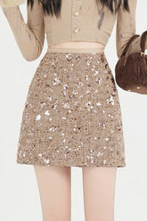High Waisted Sequin Bodycon A Line Skirt