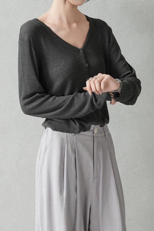 Lightweight Knit Cardigan Grey / One Size