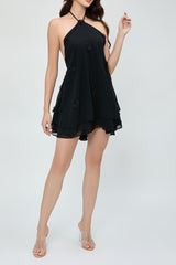 3D Floral Chiffon Halter Cocktail Dress