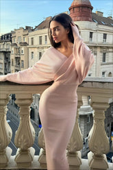 Deep V Backless Knit Sweater Dress