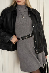 Thick Knit Turtleneck Sweater Dress