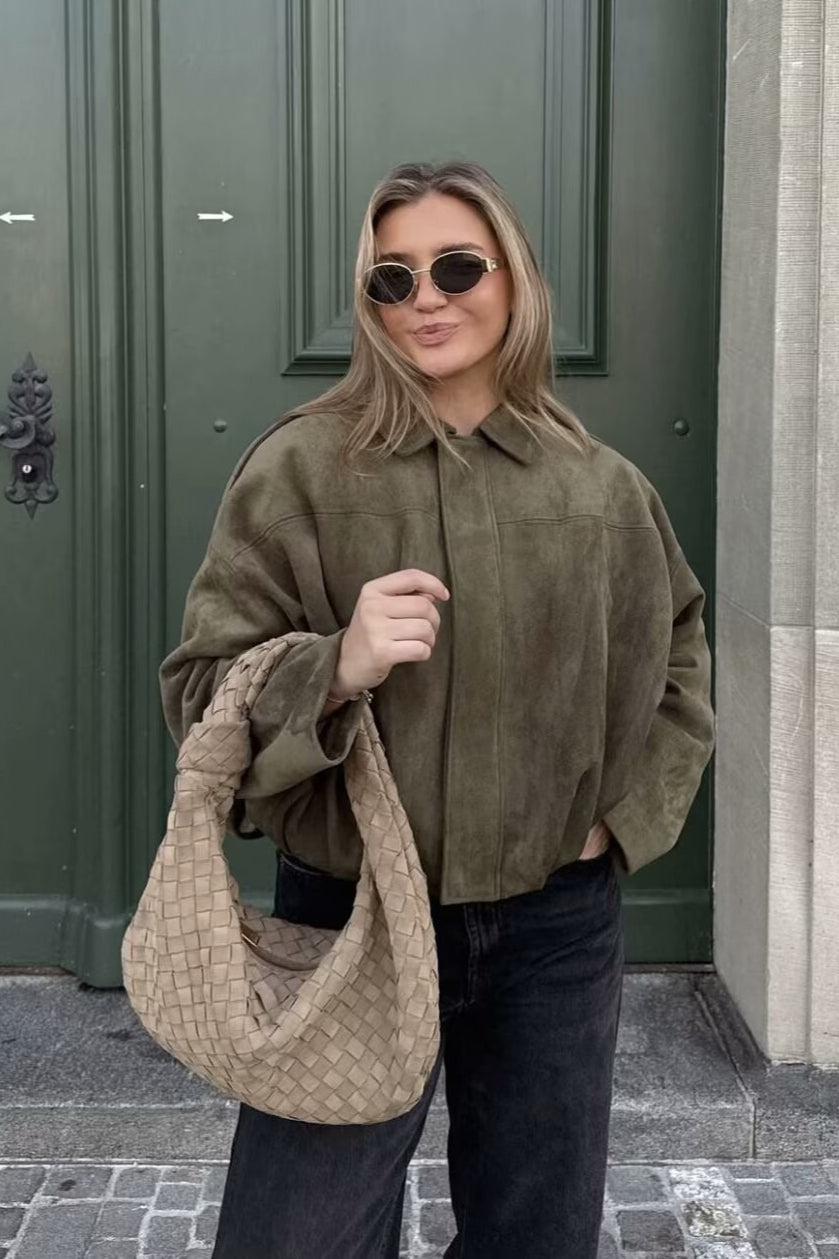 Sueded Texture Bomber Jacket