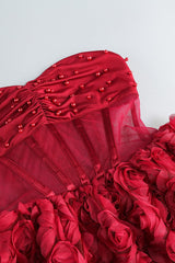 Beaded Strapless Puff Party Dress