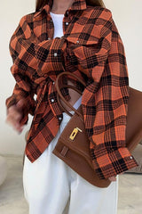 Relaxed Fit Mid Length Plaid Blouse
