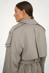 Extra Long Belted Waist Cotton Overcoat