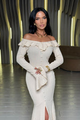 High Split Fish Tail Knit Sweater Dress