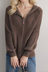 Oversized Hooded Zipper Sweater