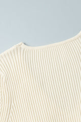 V-Neck Long Sleeve Knit Sweater Dress