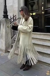 Tassel Accent Extended Length Overcoat