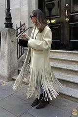 Tassel Accent Extended Length Overcoat