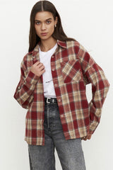 Vintage Plaid Relaxed Fit Blouse