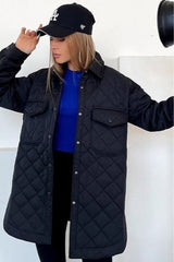 Oversized Longline Diamond Quilted Puffer Jacket