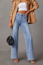 Washed Street Style Wide Leg Jeans