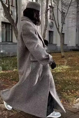 Button Detail Wool Blend Overcoat