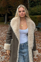 Two Sided Long Faux Fur Overcoat