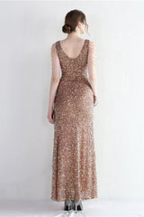 Statement Bead Mermaid Gown Formal Dress S / Gold