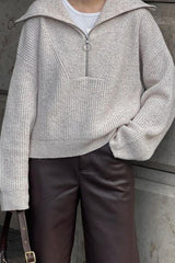 Half Zip Casual Knit Sweater