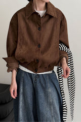 Short Suede Lapel Collar Jacket