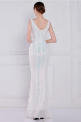 Beaded Floral Sequin Mermaid Party Dress