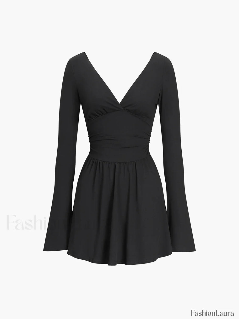 Effortless Plunge Graceful Skater Short Dress Dresses