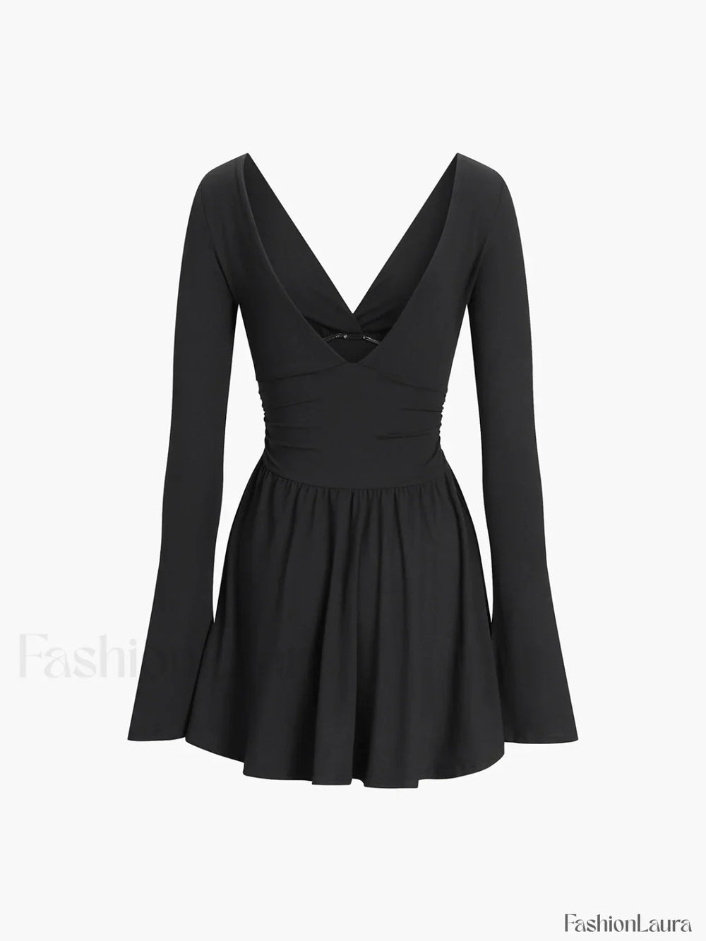 Effortless Plunge Graceful Skater Short Dress Dresses