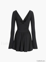 Effortless Plunge Graceful Skater Short Dress Dresses
