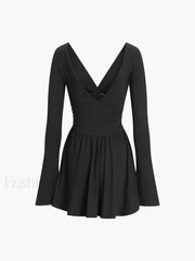 Effortless Plunge Graceful Skater Short Dress Dresses