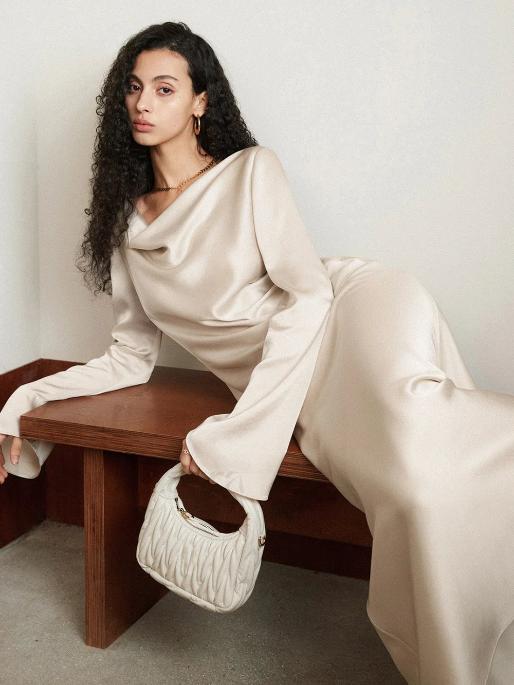 Elegant Cowl Neck Trendy Long Sleeve Blouse Blouses