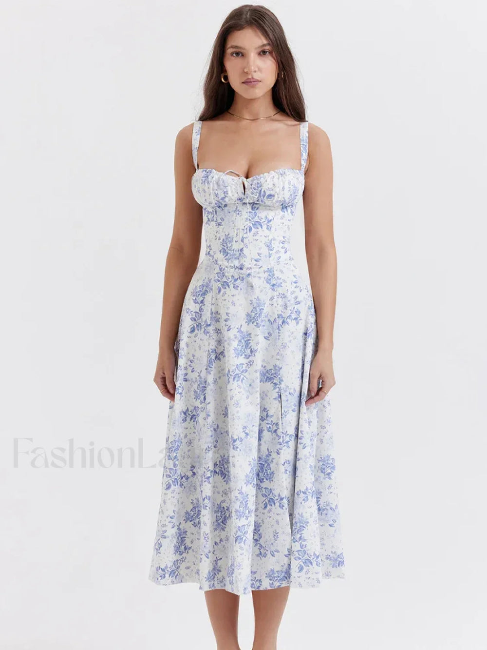 Elegant Floral Side Split Floral Dress