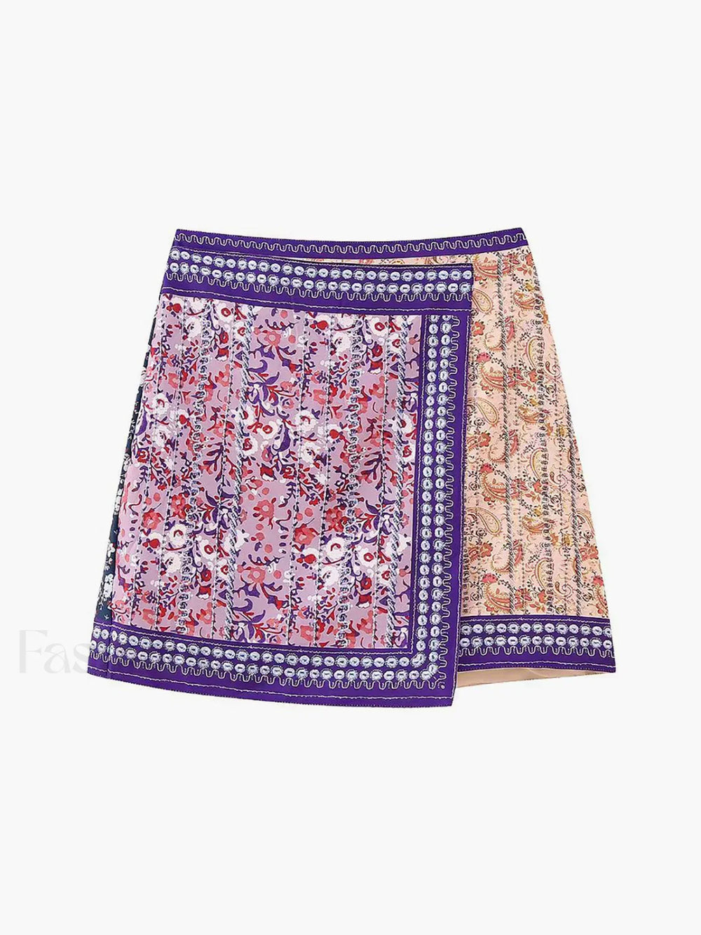 Embroidered Asymmetric Graceful Floral Mini Skirt Skirts